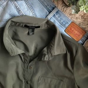 Olive Green Silky Tunic/ Dress